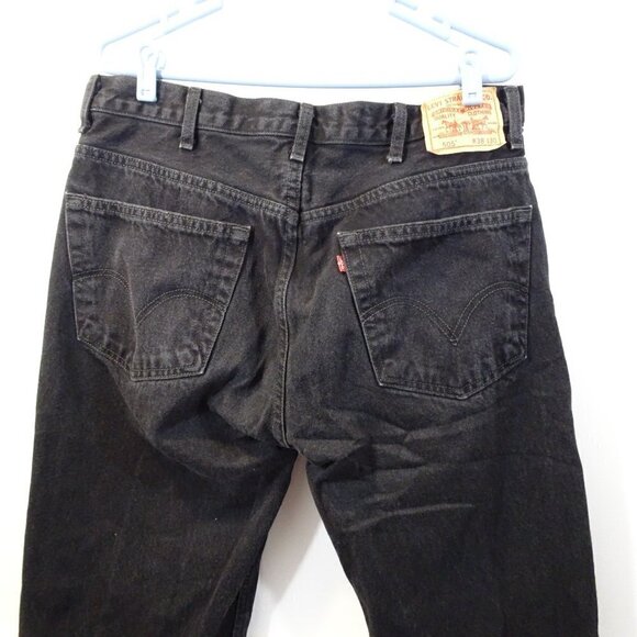 Levis Black 505 Jeans Size 38x30 Regular Fit Made in Haiti - Picture 4 of 7